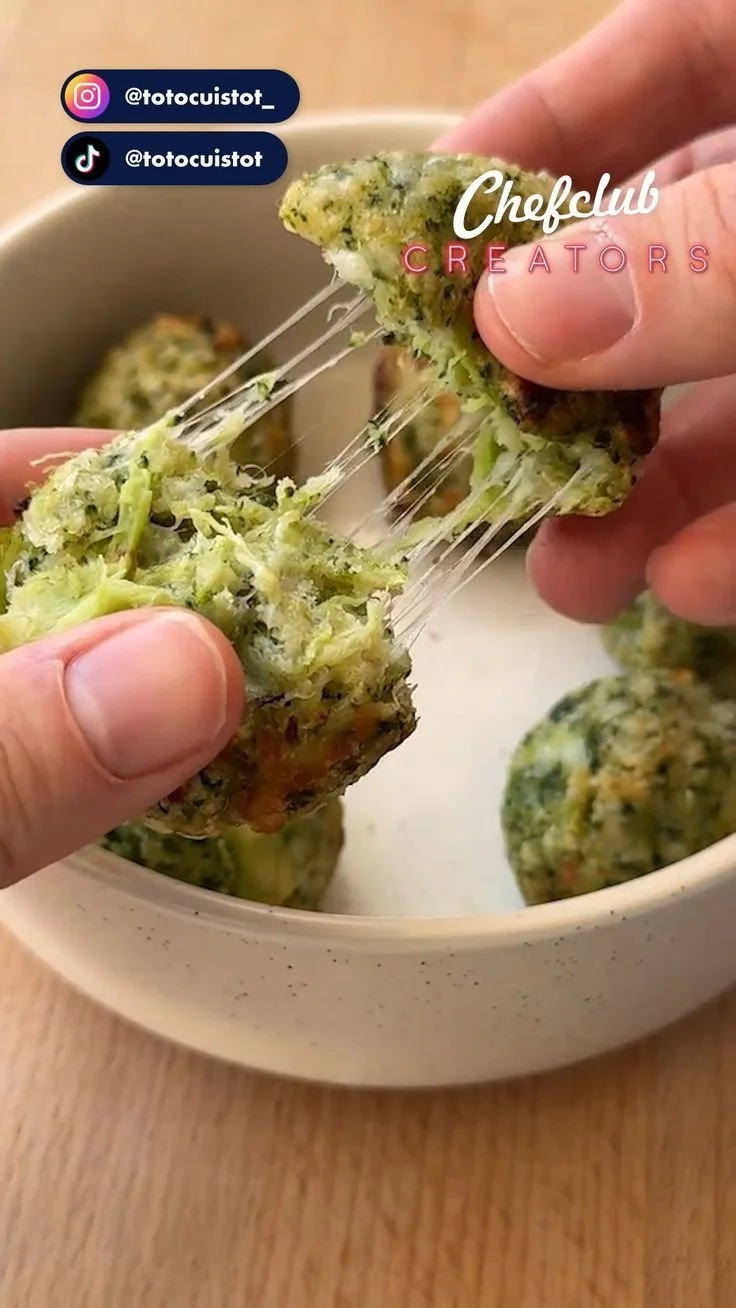 Deliciously cooked broccoli balls served as a healthy appetizer.
