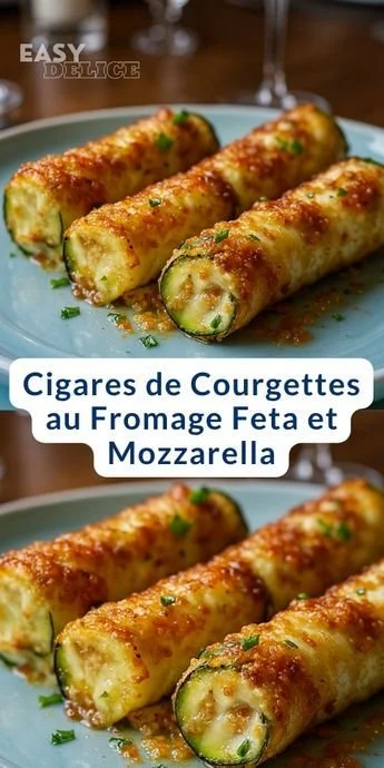 Cigares de courgettes croustillants à la feta et mozzarella au four.
