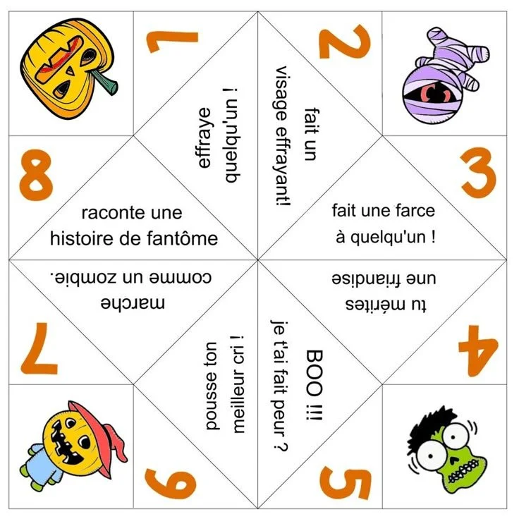 Cocotte en papier Halloween imprimable pour des activités créatives