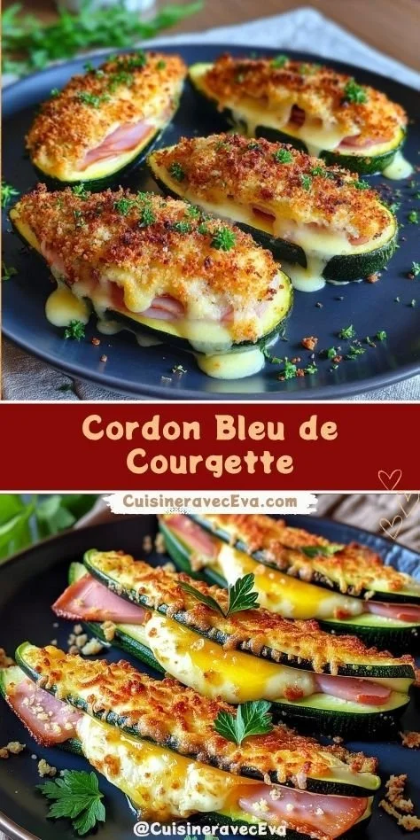 Cordon Bleu de Courgette - crispy and gooey zucchini dish plated beautifully.