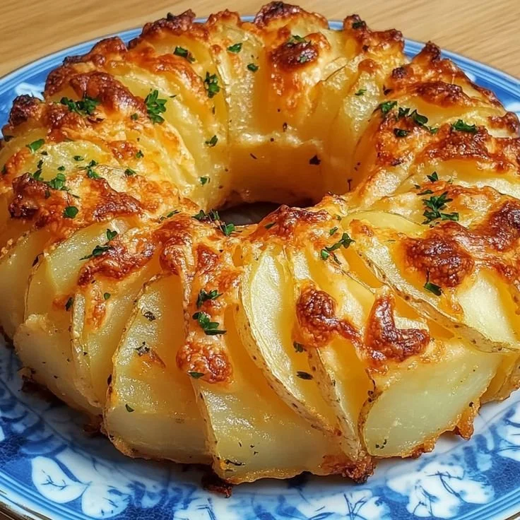 Crispy potato crown dish featuring golden pommes de terre.