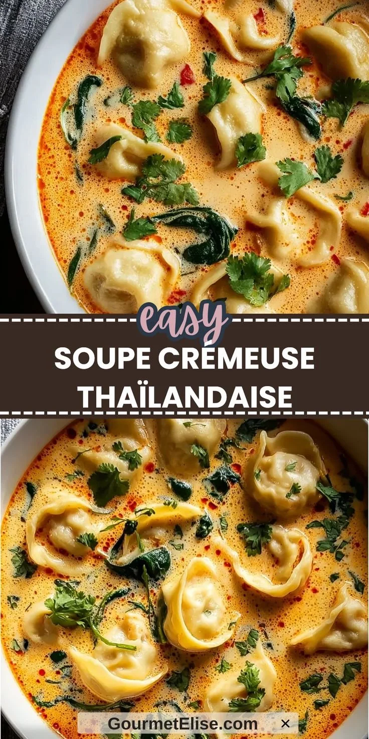 Creamy Thai soup recipe with fresh ingredients and spices