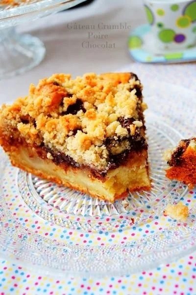 Gâteau crumble aux poires et chocolat, une délicieuse pâtisserie