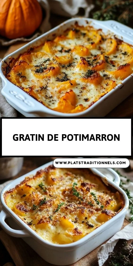 Gratin de potimarron chaud et savoureux, prêt à être dégusté.