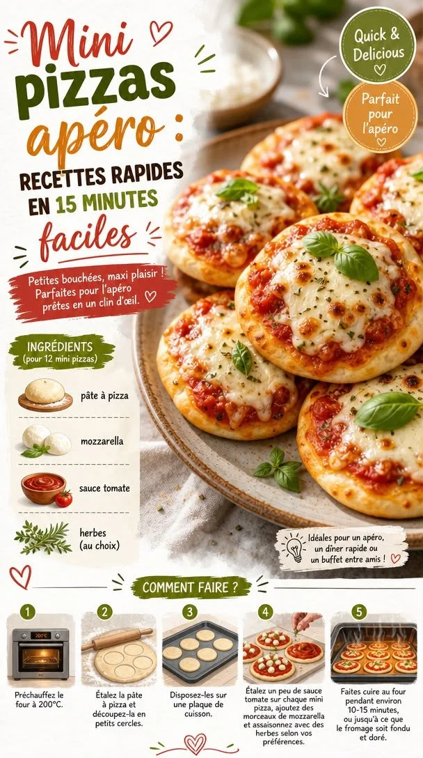 Mini pizzas apéro prêtes rapidement pour les familles