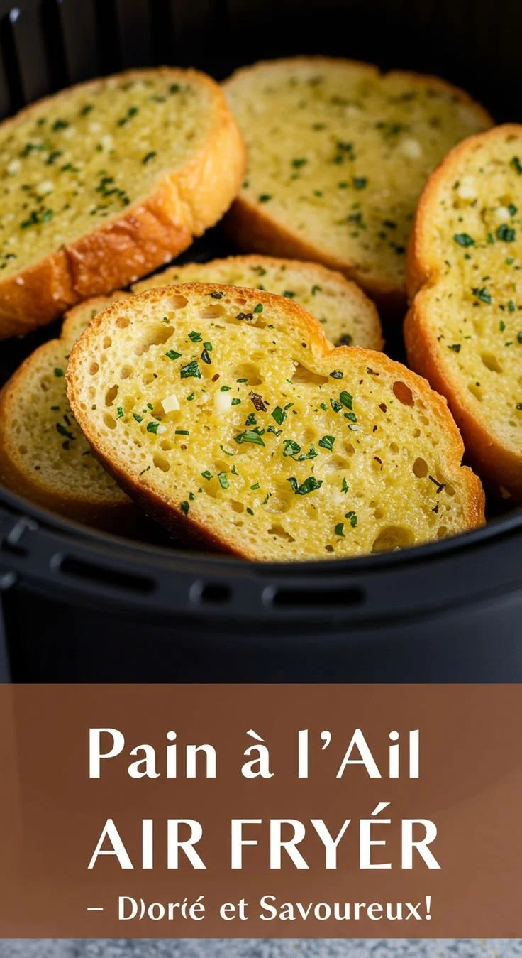 Easy garlic bread made in an air fryer, crispy and flavorful.