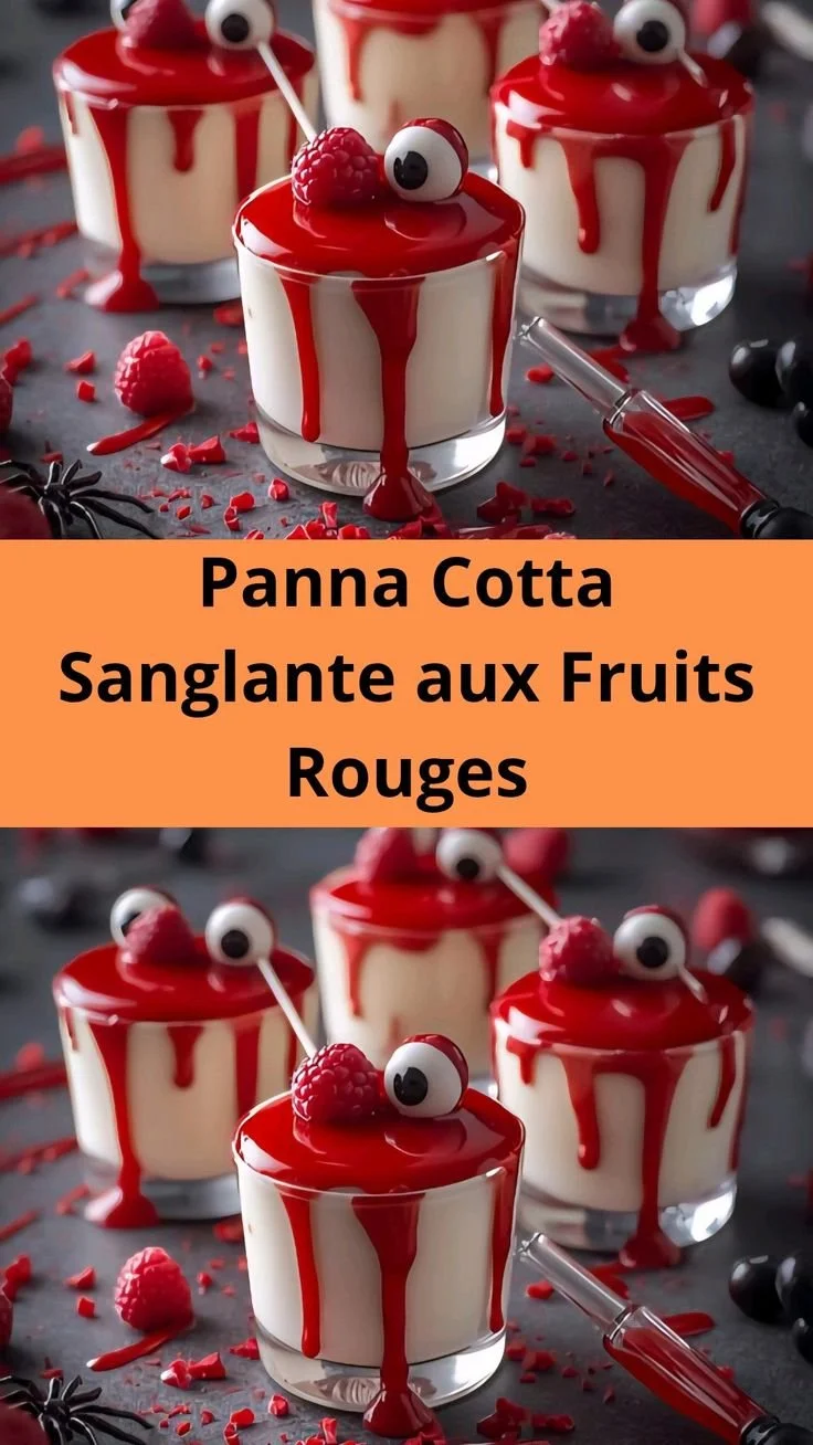 Panna Cotta Sanglante aux Fruits Rouges, un dessert crémeux et appétissant