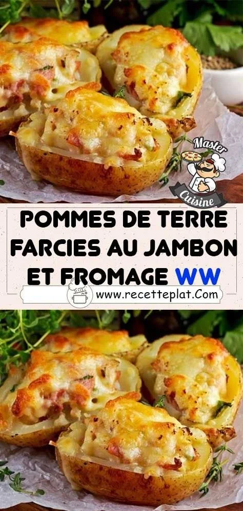Pommes de Terre Farcies au Jambon et Fromage WW, un plat délicieux et léger.