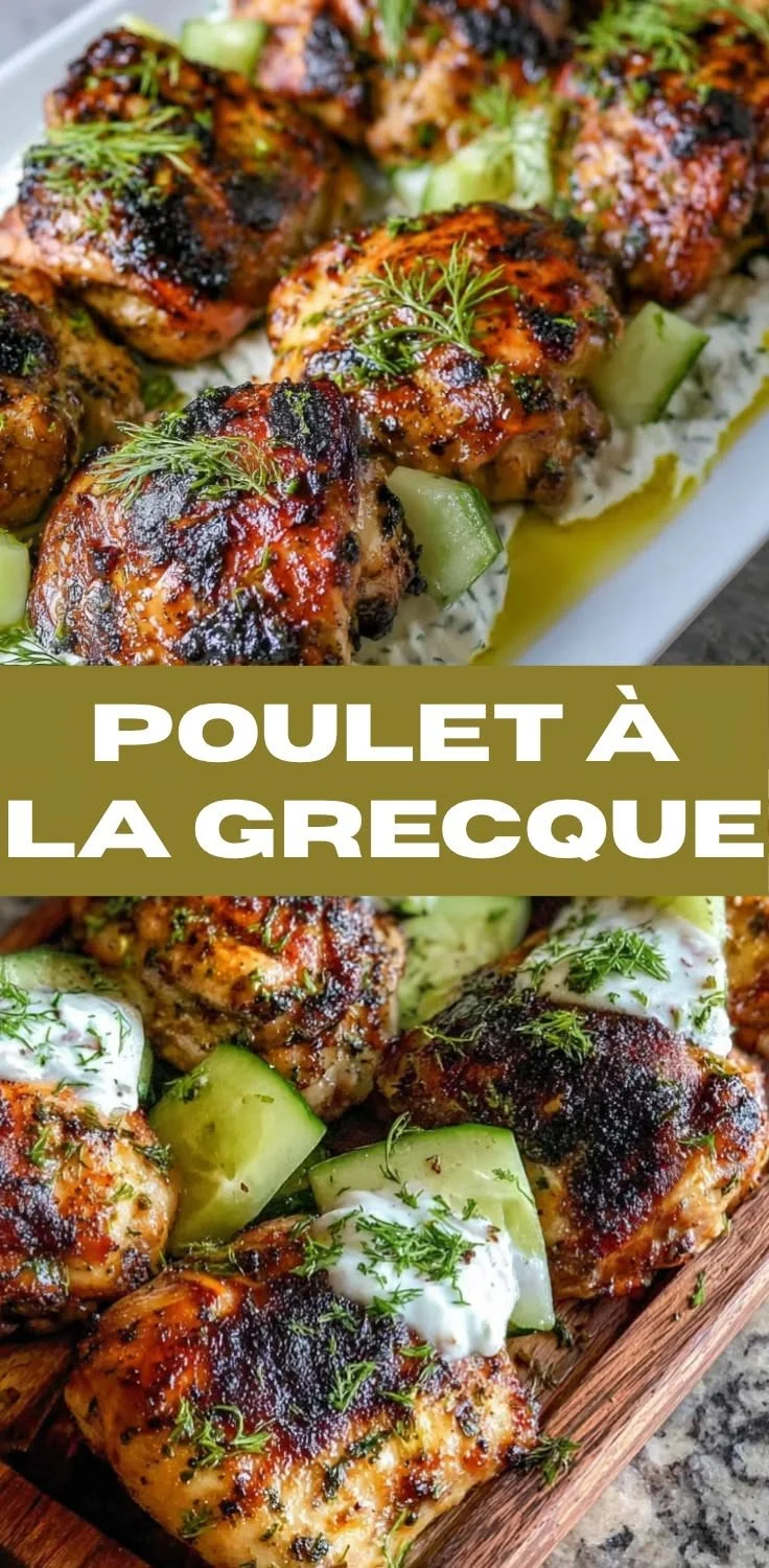 Delicious Poulet À La Grecque served with fresh vegetables and herbs