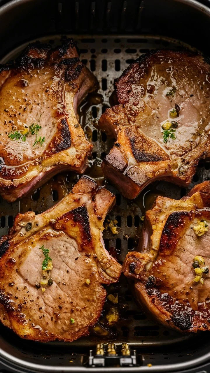 Delicious Airfryer côtelettes de porc à la Provençale served on a plate.