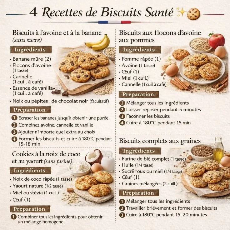 Recette de biscuits santé allégés et sans sucre pour un goût délicieux et sain.