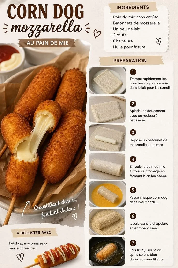 Recette rapide de corne dog avec fromage et saucisse