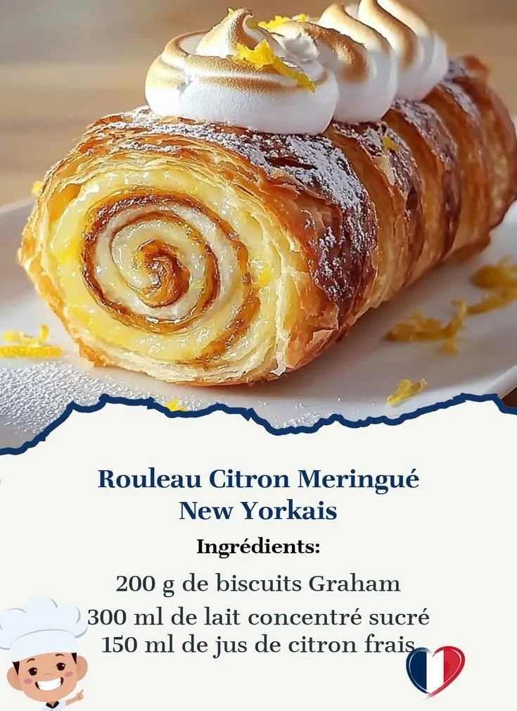 Rouleau Citron Meringué New Yorkais dessert with lemon and meringue layers