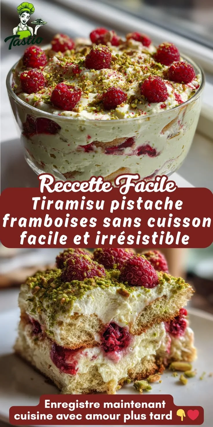 Tiramisu pistache framboises sans cuisson, un dessert facile à réaliser